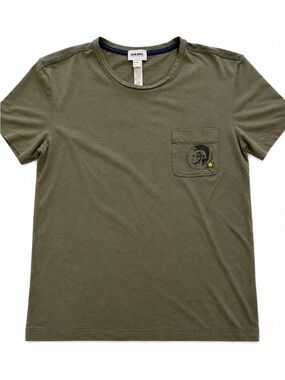 Diesel Olive Green Short-Sleeve Pocket Tee with Star Accent
